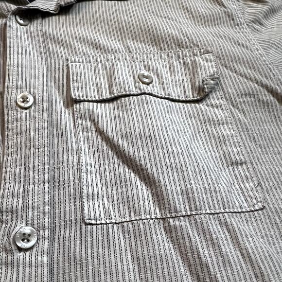The North Face Men's Short Sleeve Button-Up Shirt Beige Stripe Medium Casual - Picture 4 of 8